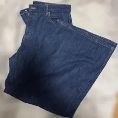 ジーユー ミドルライズワイドジーンズ 丈標準 XXL ネイビー
