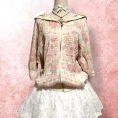 LIZLISA花柄ラメロゴ刺繍サマーニットフーディ姫ギャル平成ギャル00s羽織りのサムネイル