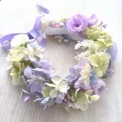 ウエディング花冠　カチューシャ　花かんむり　くすみカラー　リングガール