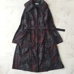 ★【芽風 / センソユニコ】ロングコート  チェック  シワ加工  北九州店舗店頭販売のみ センソユニコSENSOUNICO 芽風 ウールポリパネル切替変形コート グレー