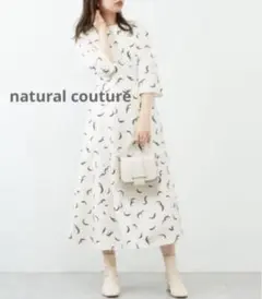 natural couture オリジナル三日月柄Ａラインワンピース