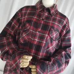 Lサイズ Dickies ディッキーズ ヘビーネルシャツ 赤黒 チェック 古着
