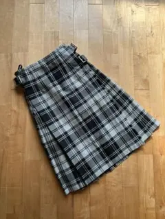 O'NEIL OF DUBLIN ウールキルトスカート UK8 黒グレー