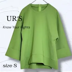 【ur’s】 バックジップ プルオーバー 五分袖トップス ライトグリーン (S)