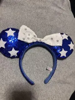 ディズニー星柄リボン付き青カチューシャ