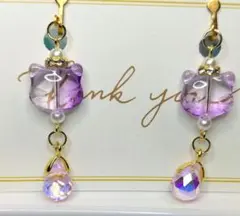 猫ちゃんのキラキラゆらゆらイヤリング♡