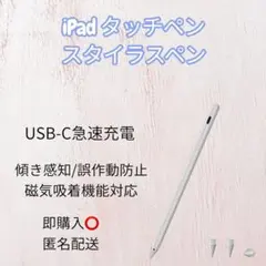 新品iPad用充電式タッチペン　白　ペン先交換可能