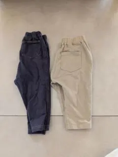 ネイビーとベージュのパンツセット　80