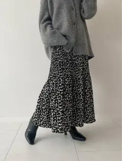 fifth プリーツスカート ロング丈 レオパード柄