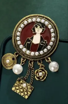 アンティーク風パールブローチ