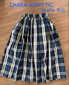 チェック柄　ロングフレアスカート　タフタのサムネイル