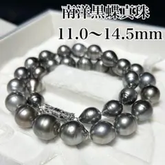 希少✨ テリ強 黒蝶真珠 11.1-14.3mm ネックレス 黒蝶パール 本真珠 