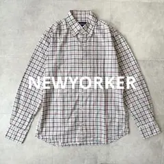 【美品】ニューヨーカー メンズ チェック柄シャツ 長袖 ボタンダウン M 綿のサムネイル