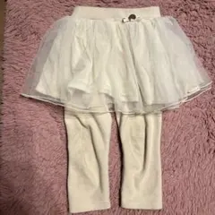 petit main チュール付きレギンス ホワイト90センチ