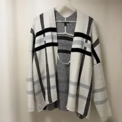 ストライプ柄オープンフロントカーディガン