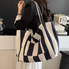 ストライプデザイン トートバッグ 大きめ