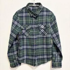 緑系　チェック柄　チェックシャツ　レディース　襟付き　シャツ