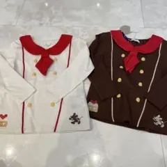 シェフミッキー　刺繍リボン付き長袖カットソー2枚セット110