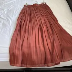 オレンジ プリーツスカート