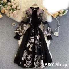 春夏コーデ❤️レディース　ロング丈ワンピース　エレガント　長袖