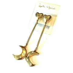 vintage ハート × 月 ロングイヤリング