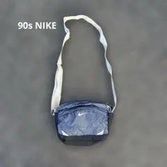 90s NIKE ショルダーバッグ ネイビー色 ロゴ刺繍