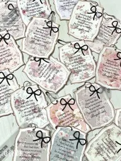 *花柄*トレペの英字*タグ*handmade*10枚セット*