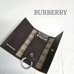​【未使用・保管品】バーバリー キーケース ダークブラウン ノバチェック