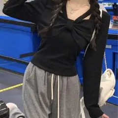 shein リボン 長袖ニット