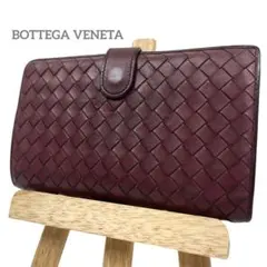 ボッテガヴェネタ　折り財布　イントレチャート　ラウンドファスナー　レザー　編み込