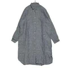 無印良品 良品計画 リネン シャツワンピース ロング L 長袖 オーバーサイズ