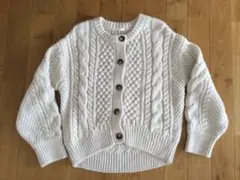 【値下げ】GU アイボリー ケーブル編み 長袖カーディガン　S