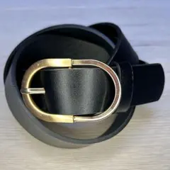 ベルト　レザー　円形　丸バックル　ゴールド ブラック　黒　レディース　おしゃれ