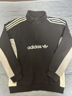 adidas ハーフジップ トレーナー XS ブラック/グレー