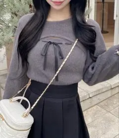 INGNI フェザーリブデコルテオープンリボンニット