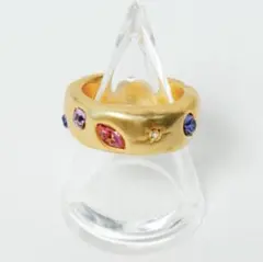 Stone Embed Ring カラフルストーンリング　9号　ゴールドのサムネイル