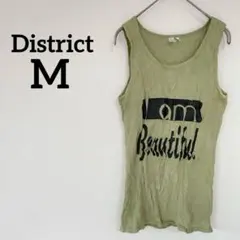 District 【M】ノースリーブ Tシャツ オリーブ グリーン トップス