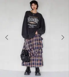 タグ付未使用！ページボーイ　ドロティフレアスカートフリーサイズ　ブラウンチェックのサムネイル