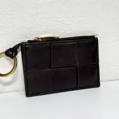 美品 ボッテガヴェネタ カセット コインケース キーリング ダークブラウン 茶色