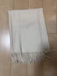 クリーム色 ウール混紡 マフラー フリンジ付き　we goのサムネイル
