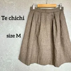 テチチ フレアスカート ひざ丈 M 茶色 ラメ糸混 裏地 合わせやすいスカート