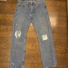 LEVI'S 505 ストレートダメージデニム W34 L32