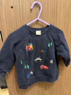 ネイビー 車の刺繍 トレーナー