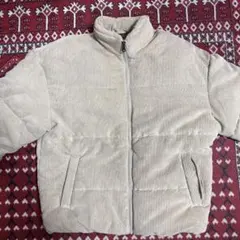 ベージュ コーデュロイ ダウンジャケット