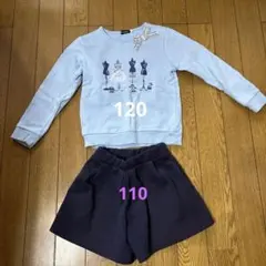 BeBe水色 プリント トレーナー 120 下110