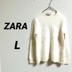 【ZARA ザラ】 トップス カシミヤ100% オフ白 長袖セーター ニット L