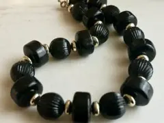 年代物 当時物 未使用 ブラック×ゴールド レトロvintageネックレス