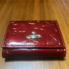 【使用品】Vivienne Westwood 三つ折り財布 エナメル レッド