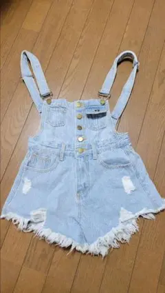 ライトブルー フリンジデニムサロペット Sサイズ