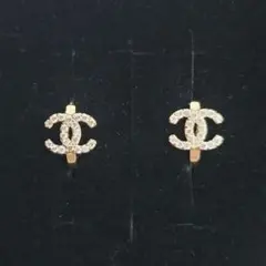 箱付き　CCロゴフープピアス　CCマーク ラインストーン ゴールド